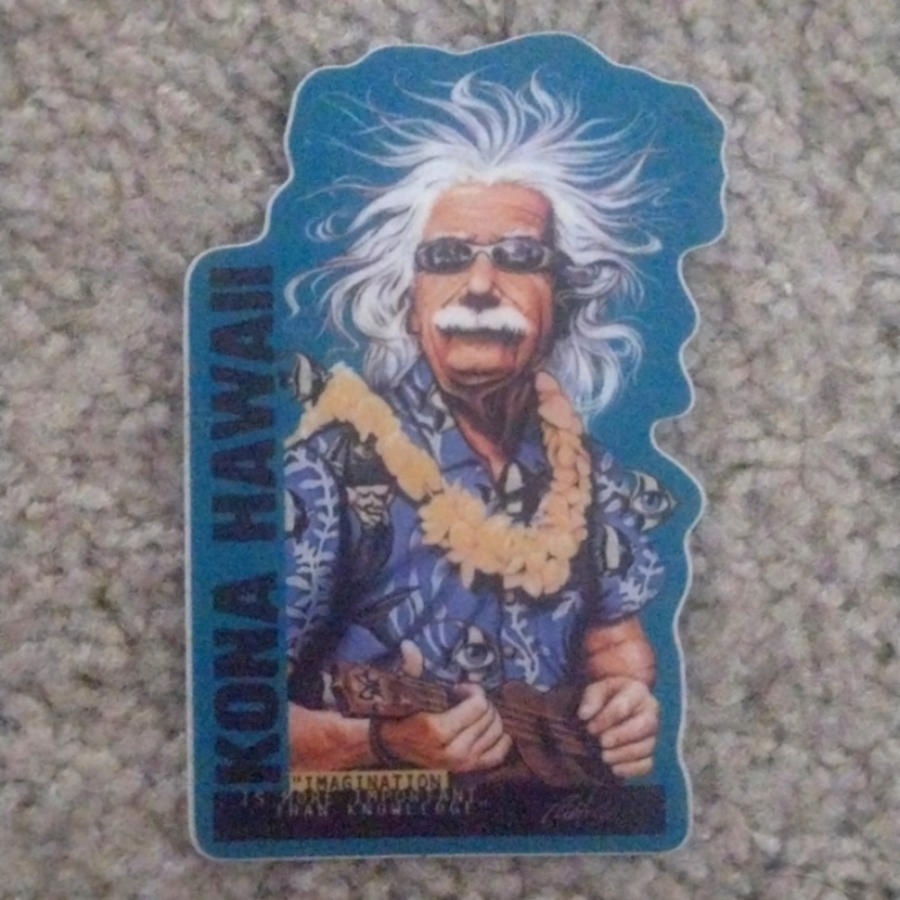 Hawaiian style Albert Einstein Rick rietveld sticker from Kona